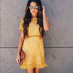 NWOT Mustard Crochet Dress